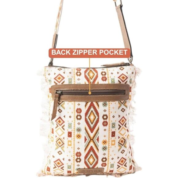 Boho Aztec Crossbody Bag Canvas Leather Organizer Women Vintage Festival - Picture 3 of 7